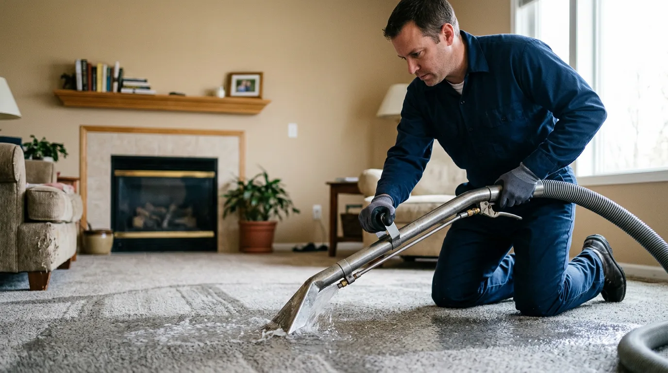 Water damage restoration technician working near Londonderry, VT
